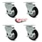 Service Caster 4 Inch Black Polyurethane Wheel Swivel Top Plate Caster Set with Brake SCC SCC-20S414-PPUB-BLK-TLB-4 - alternate 3